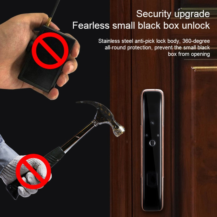 Smart Wifi Anti-Theft Fingerprint Password Lock Mobile Phone Remote Control Electronic Door Lock Magnetic Card Lock, Specification: SM-SL808 Automatic Black