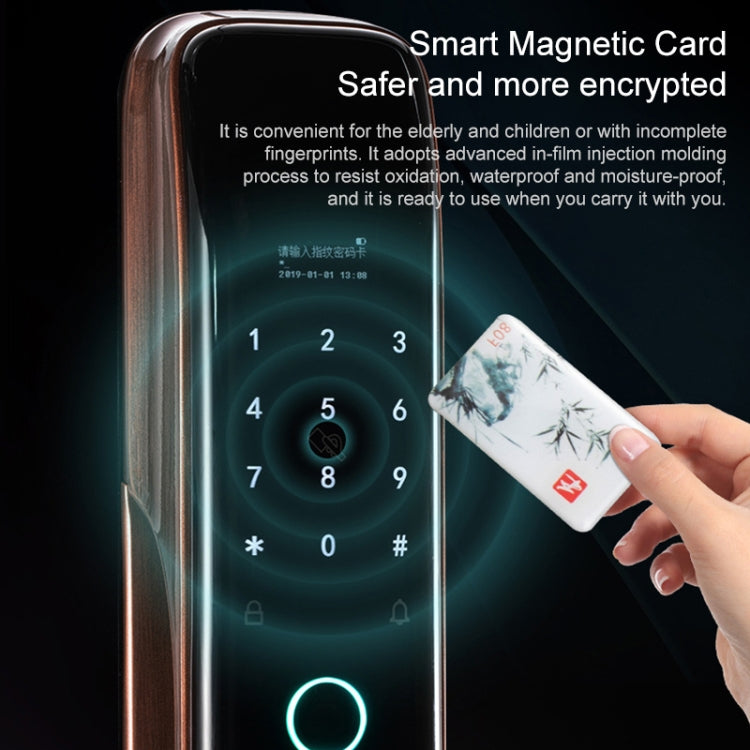 Smart Wifi Anti-Theft Fingerprint Password Lock Mobile Phone Remote Control Electronic Door Lock Magnetic Card Lock, Specification: SM-SL808 Automatic Bronze