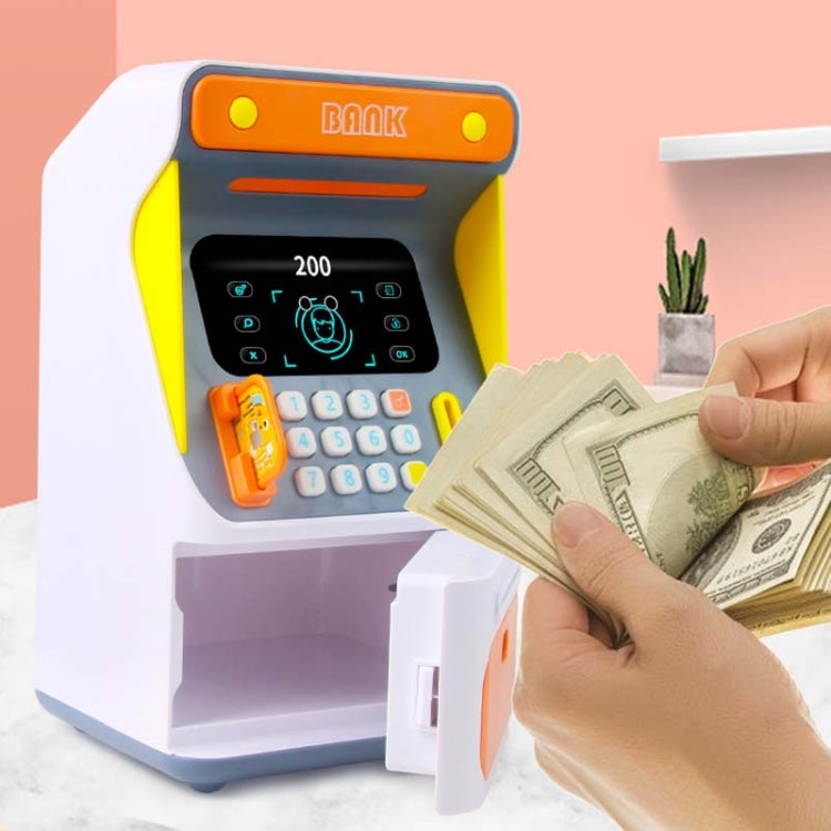 Simulation Face Recognition ATM Cash Deposit Box Simulation Password Automatic Rolling Money Safe Deposit Box, Orange (Battery Version), Blue (Battery Version), Orange (Charging Version), Blue (Charging Version)