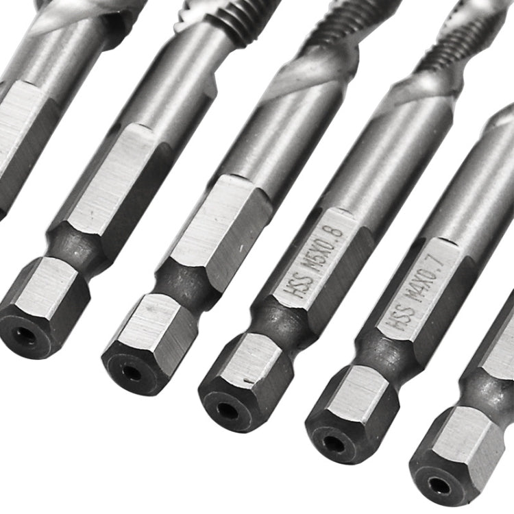 6 PCS / Set HSS Multi-Function Integrated Composite Tap Hole Tapping Chamfering, 6 PCS / Set Hole Tapping Chamfering