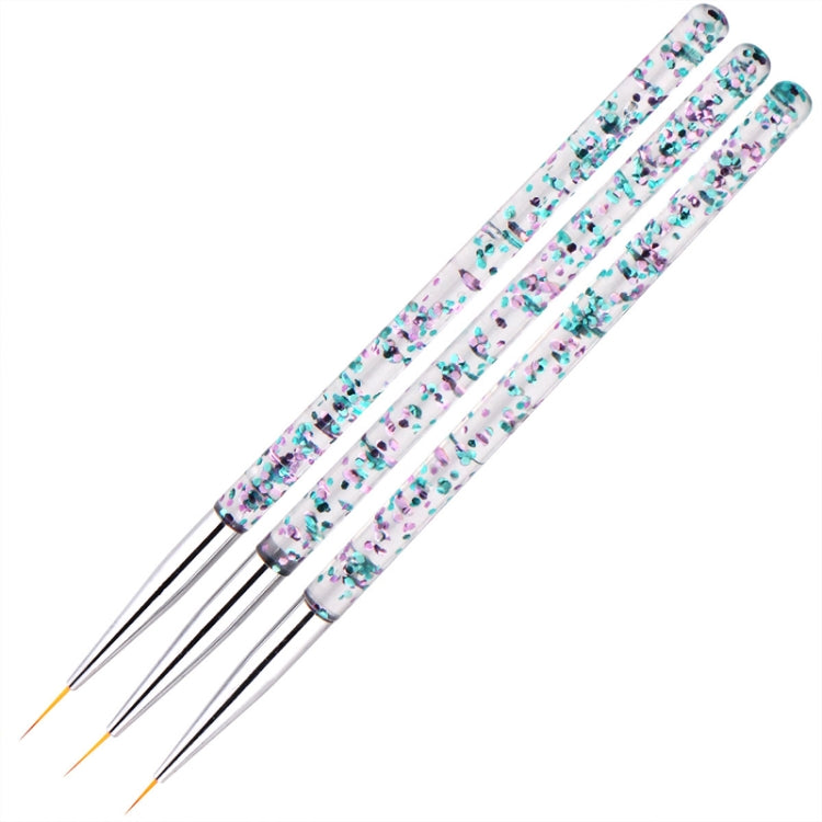 3pcs / Set Nail Art Brush Tool Acrylic Nail Crystal Carving Phototherapy Drawing Pen, Silver Tube, Golden Tube