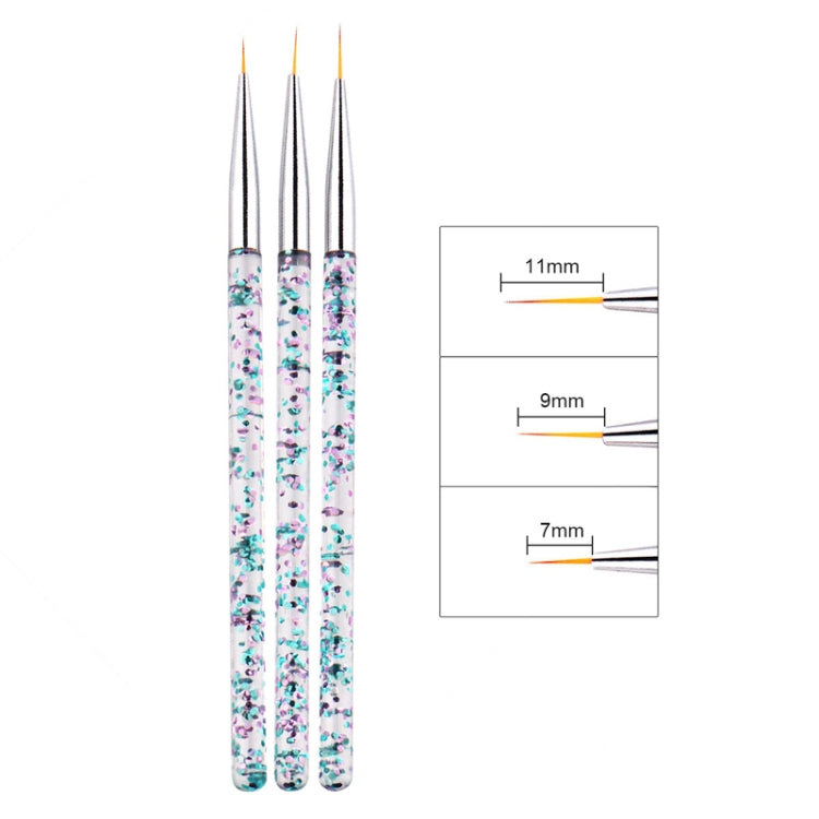 3pcs / Set Nail Art Brush Tool Acrylic Nail Crystal Carving Phototherapy Drawing Pen, Silver Tube, Golden Tube