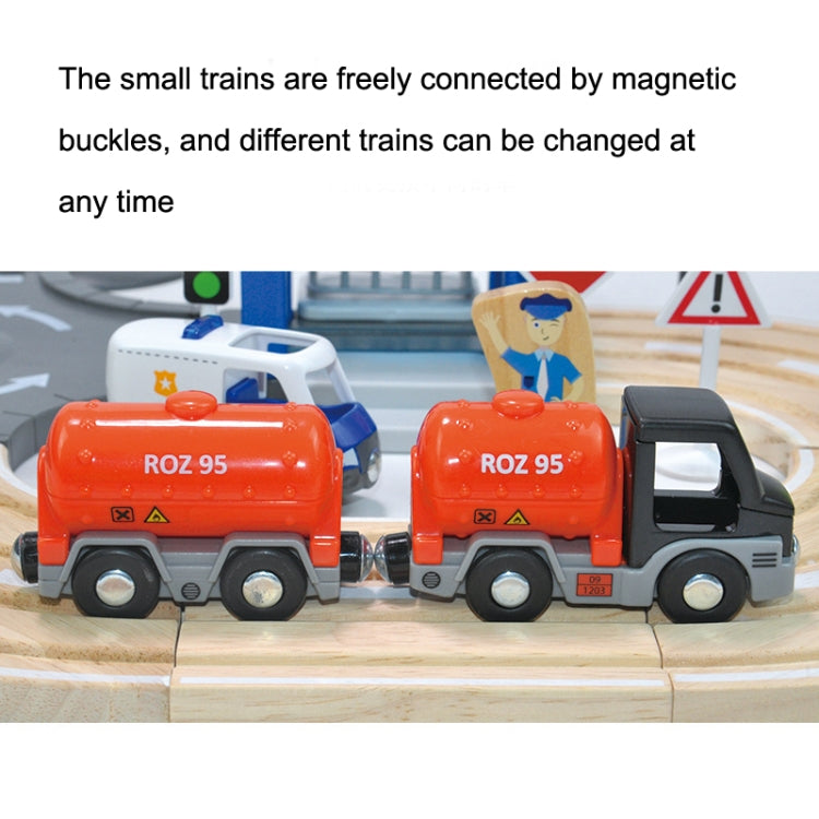 Multifunctional Wooden Police Station Road Track Set Baby Assembling Building Blocks Educational Early Education Toys, Police Station Road Track Set