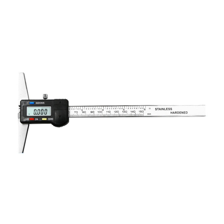 0-150mm Digital Display Depth Gauge Caliper Vernier Caliper Depth Measuring Ruler, 0-150mm