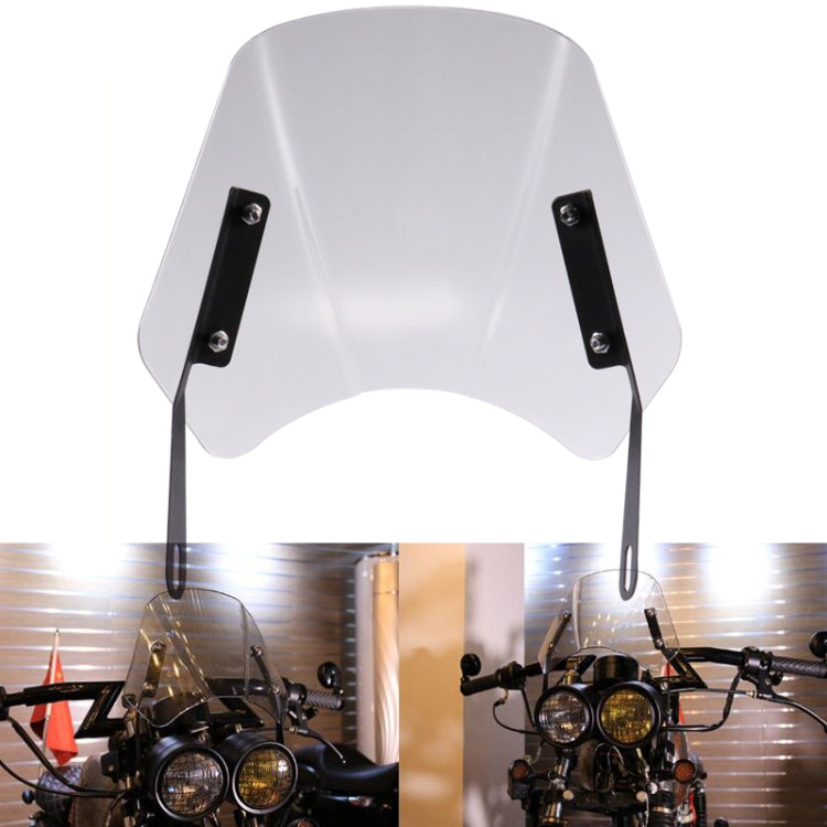 5-7 Inch Retro Motorcycle Windshield Universal Modified Windshield, Black, Smoky, Transparent