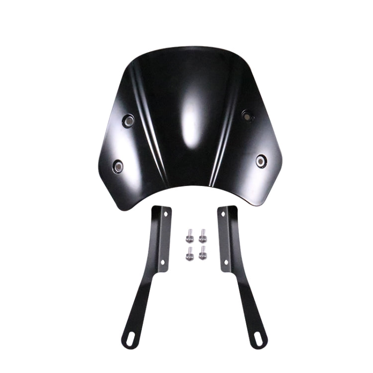 5-7 Inch Retro Motorcycle Windshield Universal Modified Windshield, Black, Smoky, Transparent