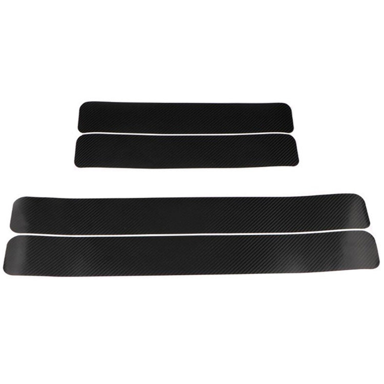 5 Sets Car Threshold Carbon Fiber Sticker Car Door Scratch Strip Anti-Kick Film Protective Pad Threshold Strip, 4 PCS / Set 3D Black, 4 PCS / Set 4D Black