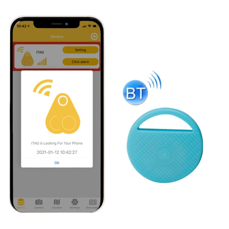 HYC-S9 2 PCS Round Bluetooth Object Finder Mobile Phone Tracking Locator Anti-Lost Two-Way Alarm(Blue)