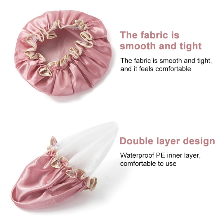 Lovely Thick Women Satin Colorful Double Waterproof Hair Cover Bathing Cap, Pink, Gold, Grey