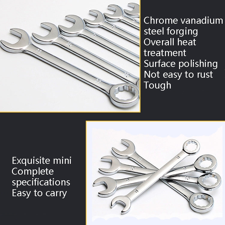 10 PCS / Set Mini Mirror Polished Opening Wrench Plum Two-Purpose Pocket Wrench, Style:, Metric, Imperial