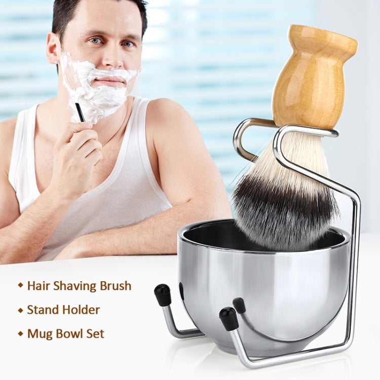 B3004 3 Pcs/Set Men Styling Tools Nylon Beard Brush Rack Foam Bowl