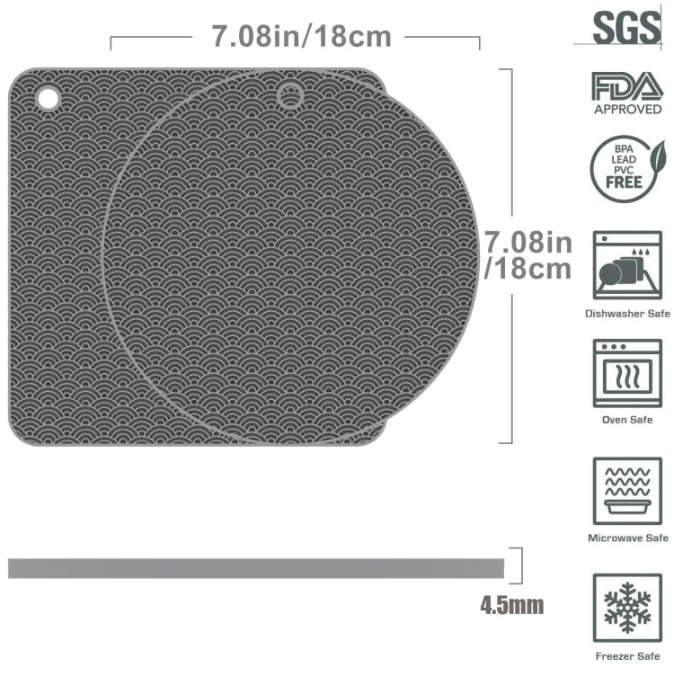 Geometry Kitchen Silicone Pot Holder Heat Insulation Pad Round(Black), Square(Gray), Round(Gray), Square(Black), Round(Black)