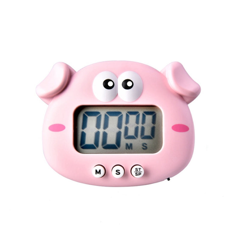 Kitchen Baking Cartoon Animal Electronic Timer Alarm Clock Student Learning Timer, Pink Pig, Yellow Chicken, Green Frog, Pink Frog
