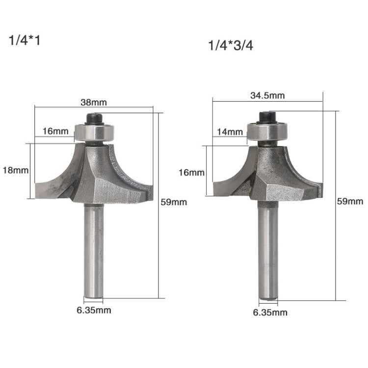 4 PCS/Set Round Corner Woodworking Cutter Trimming Machine Alloy Cutter Head, 4 PCS/Set Alloy Cutter Head