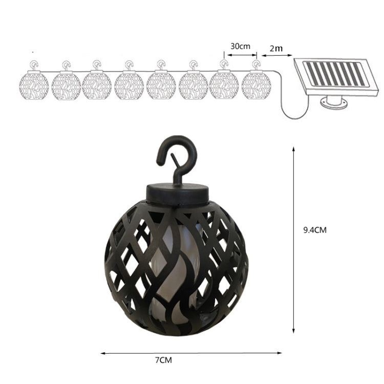 Solar Flame Ball Light String Outdoor Solar Courtyard IP44 Waterproof Light, 6 in 1, 8 in 1