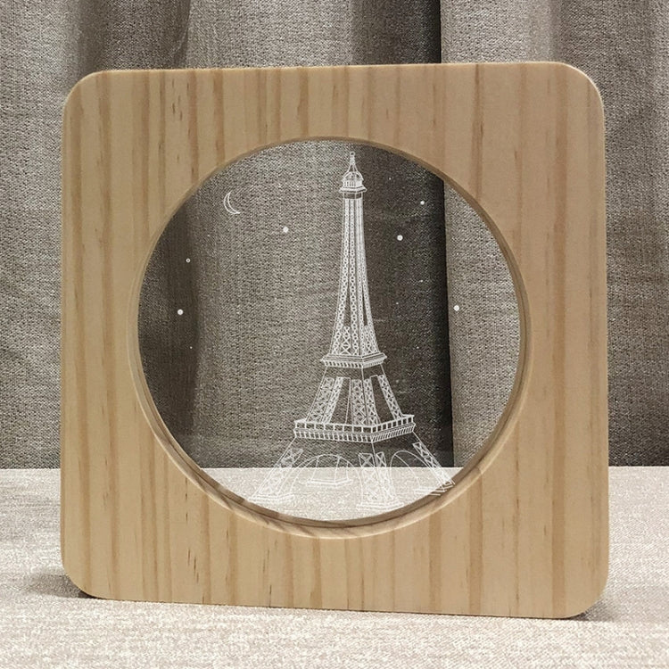 FS-A2821-02W Eiffel Tower Shape USB Solid Wood Table Lamp LED Night Light, Eiffel Tower