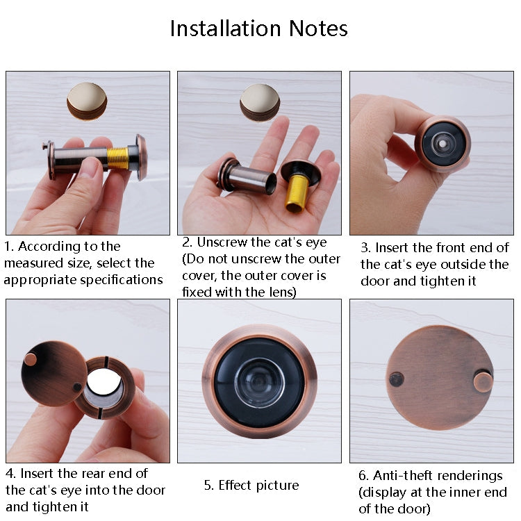 2 PCS Security Door Cat Eye HD Glass Lens 200 Degrees Wide-Angle Anti-Tiny Hotel Door Eye, Specification: 16mm Green Bronze
