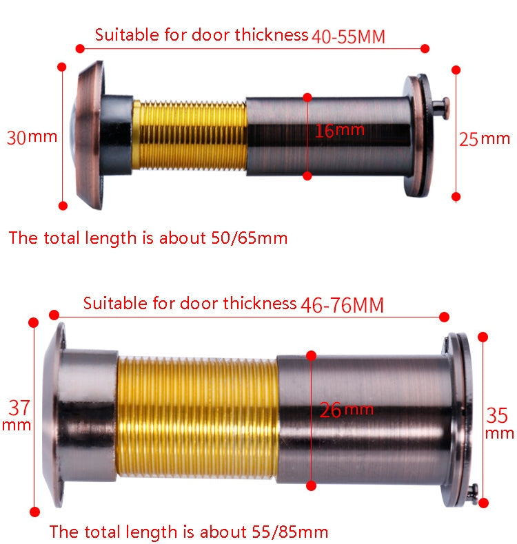 2 PCS Security Door Cat Eye HD Glass Lens 200 Degrees Wide-Angle Anti-Tiny Hotel Door Eye, Specification: 26mm Silver