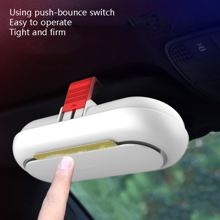 Car Glasses Case Multi-Function Automobile Inner Visor Storage Card, Back Single Snap Black, Back Single Snap White