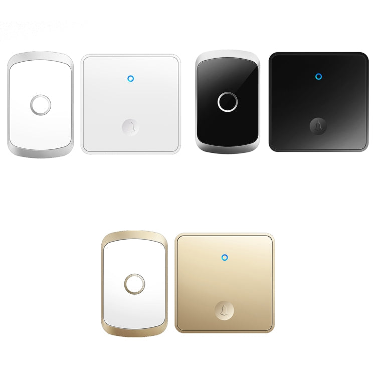 CACAZI FA50 1 For 1 Push-button Self-generating Wireless Doorbell, Plug:US Plug(Gold)