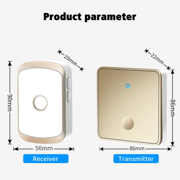 CACAZI FA50 1 For 1 Push-button Self-generating Wireless Doorbell, Plug:US Plug(Black)