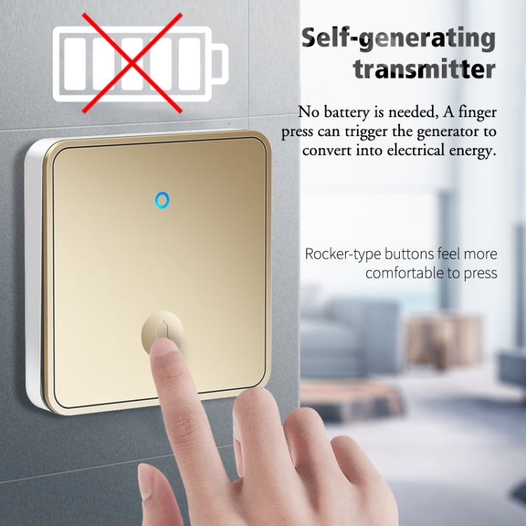 CACAZI FA50 1 For 1 Push-button Self-generating Wireless Doorbell, Plug:EU Plug(Black)