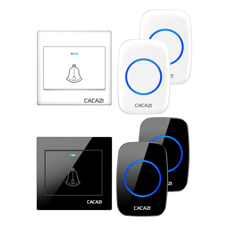 CACAZI H10 1 For 2 Home Wireless Music Doorbell without Battery, Plug:EU Plug(White)