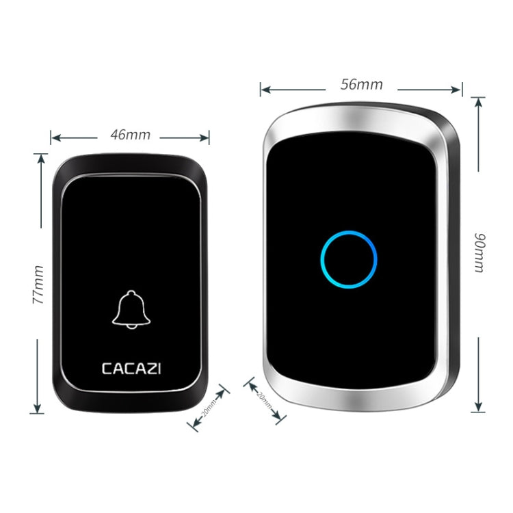 CACAZI A50 1 For 1 Wireless Music Doorbell without Battery, Plug:EU Plug(White)