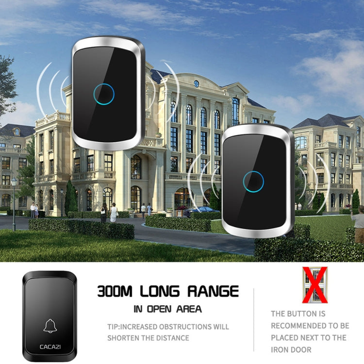 CACAZI A50 1 For 1 Wireless Music Doorbell without Battery, Plug:EU Plug(Black)