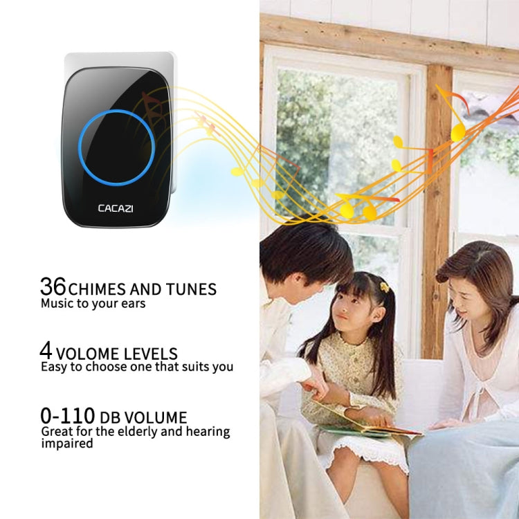 CACAZI H10 1 For 1 Wireless Smart Doorbell without Battery, Plug:EU Plug(White)