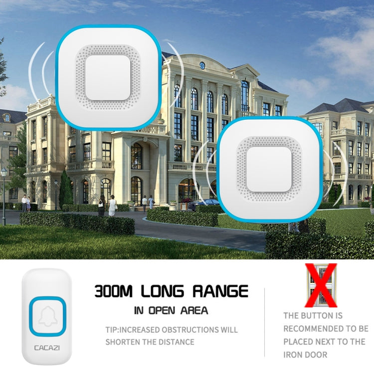 CACAZI V028F Wireless Music Doorbell without Battery, Plug:US Plug(White)