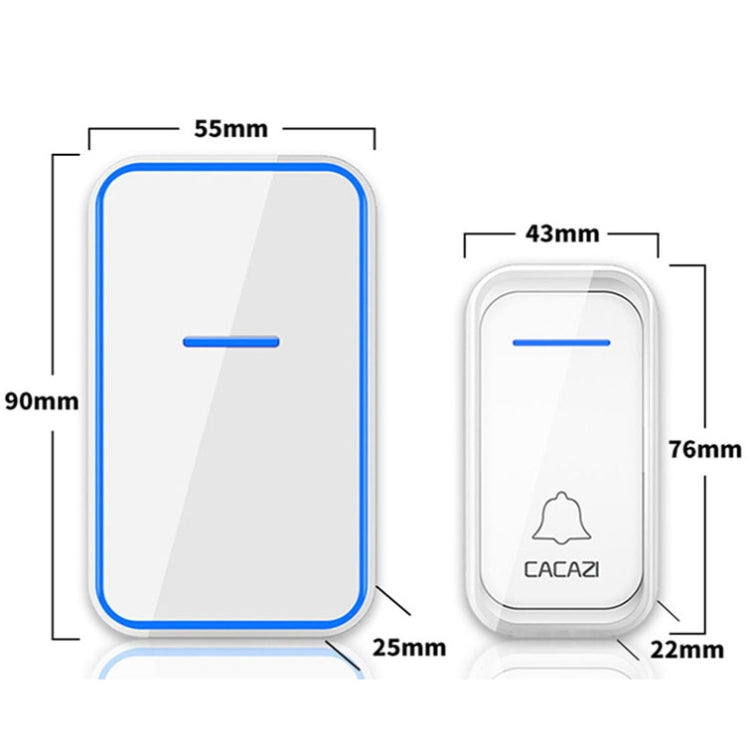 CACAZI Home Smart Digital Wireless Doorbell Remote Electronic Doorbell Elderly Pager, Style: EU Plug(White)