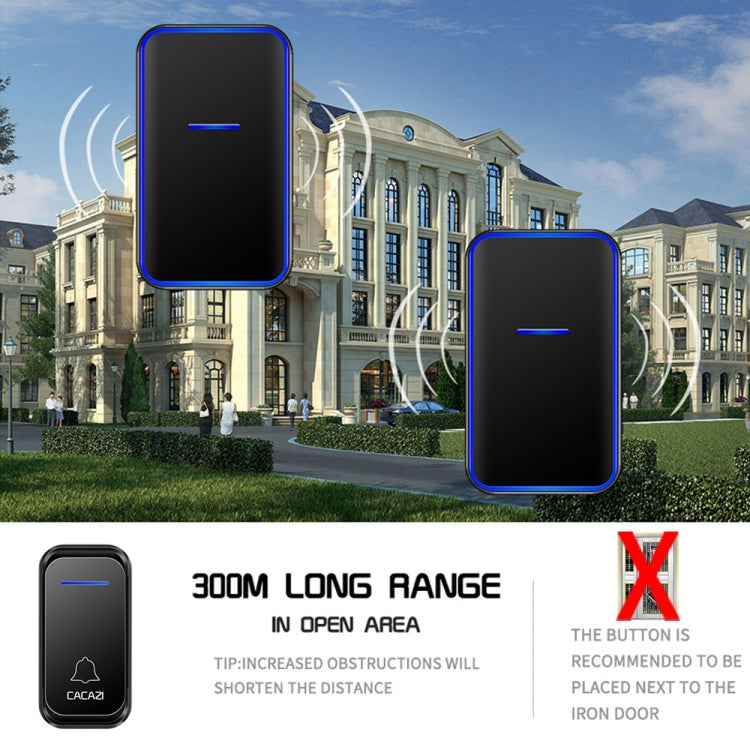 CACAZI Home Smart Digital Wireless Doorbell Remote Electronic Doorbell Elderly Pager, Style: US Plug(Black)