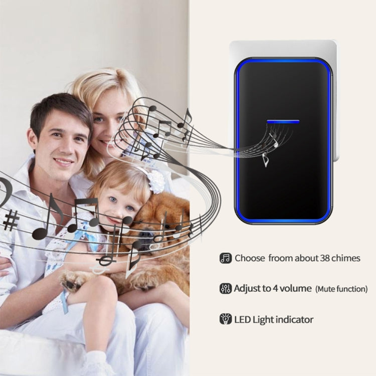 CACAZI Home Smart Digital Wireless Doorbell Remote Electronic Doorbell Elderly Pager, Style: UK Plug(Black)
