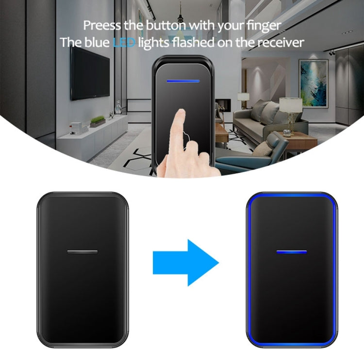 CACAZI Home Smart Digital Wireless Doorbell Remote Electronic Doorbell Elderly Pager, Style: US Plug(Black)