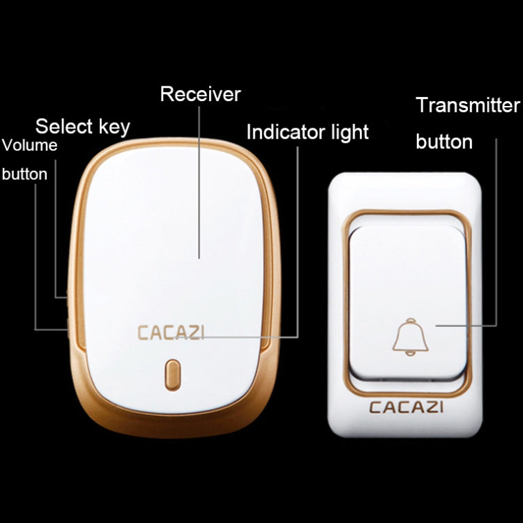 CACAZI Smart Waterproof Music Wireless Doorbell Multifunctional Pager, Style: US Plug(Silver)