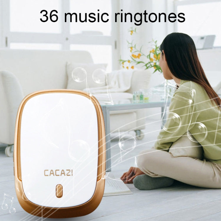 CACAZI Smart Waterproof Music Wireless Doorbell Multifunctional Pager, Style: US Plug(Black)