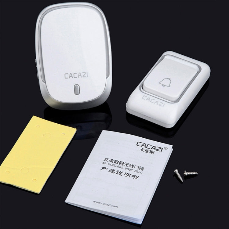 CACAZI Smart Waterproof Music Wireless Doorbell Multifunctional Pager, Style: EU Plug(Silver)