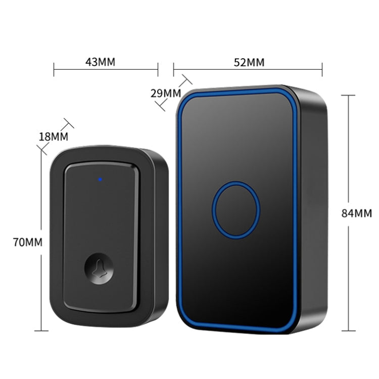 CACAZI A19 1 For 1 Wireless Music Doorbell without Battery, Plug:UK Plug(Black)