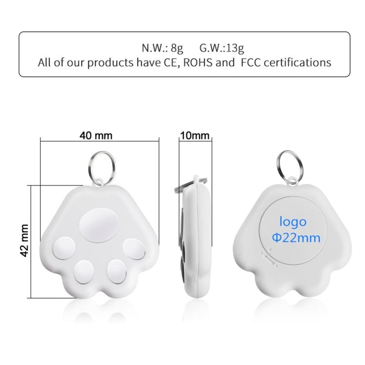 2 PCS HYC-09 Dog Paw Bluetooth Anti-Lost Device Pet Tracking Locator Keychain Smart Search Two-Way Alarm(Black)