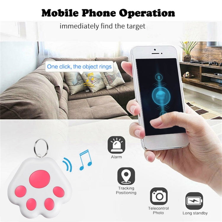 2 PCS HYC-09 Dog Paw Bluetooth Anti-Lost Device Pet Tracking Locator Keychain Smart Search Two-Way Alarm(White)