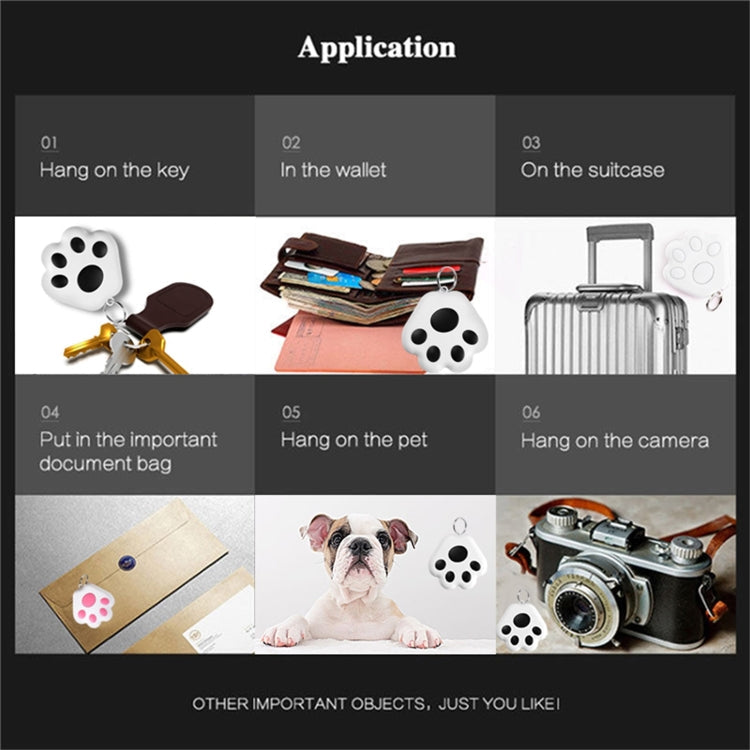 2 PCS HYC-09 Dog Paw Bluetooth Anti-Lost Device Pet Tracking Locator Keychain Smart Search Two-Way Alarm(Black)