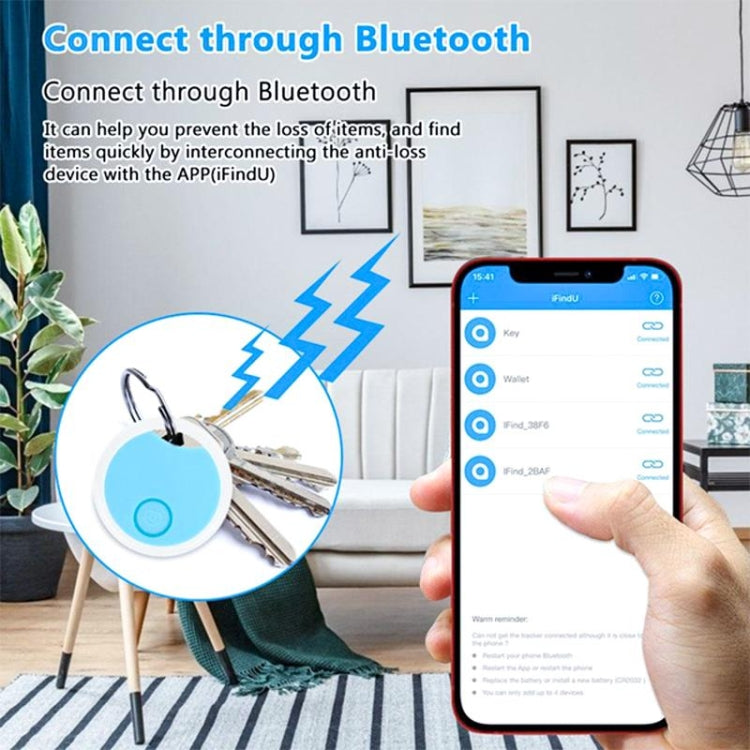 2 PCS S8 Round Bluetooth Anti-Lost Device Key Luggage Tracking Device Two-Way Alarm(White)
