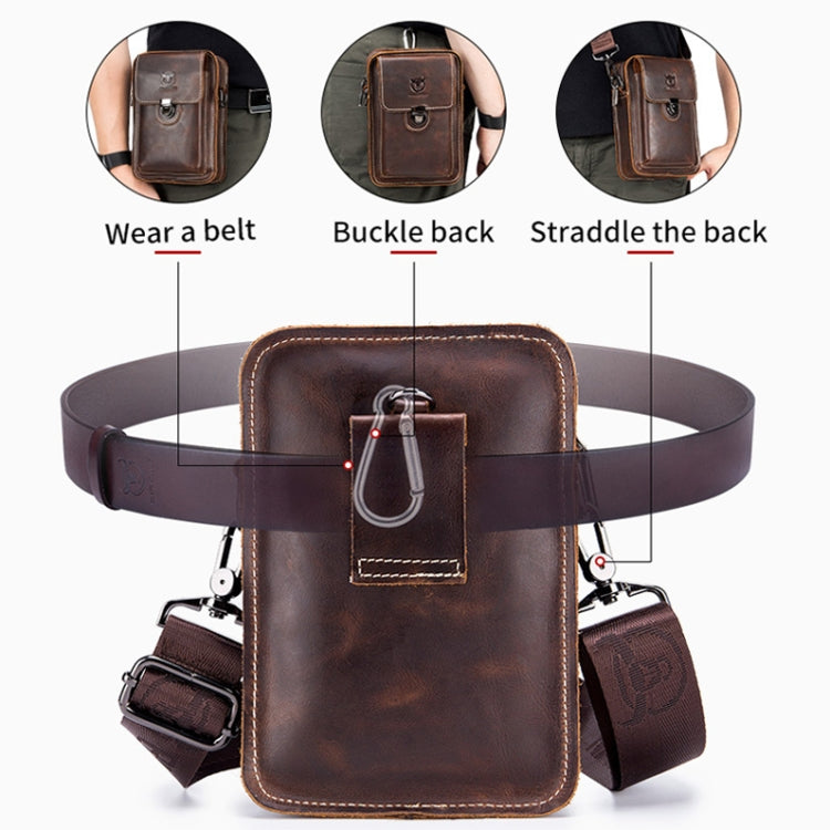 BUFF CAPTAIN 075 Men Belt Mobile Phone Waist Bag First-Layer Cowhide Multi-Function Diagonal Bag