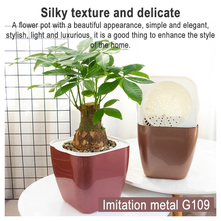 Imitation Metal Colorful Water Storage Plastic Flowerpot, G103 Extra Small, G105 Small Pot, G109 Medium Pot