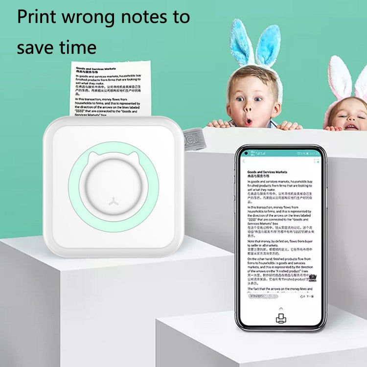 Convenient Pocket Mini Printer Student Wrong Question Thermal Bluetooth Mobile Phone Photo Data Note Printer, Blue, Pink