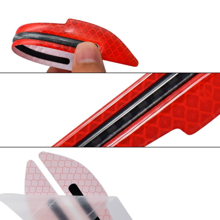4 Sets Car Reflective Sticker Door Border Anti-Collision Strip Leaf Board Personality Rear View Mirror Warning Sticker, Red, Yellow, White, Green, Blue