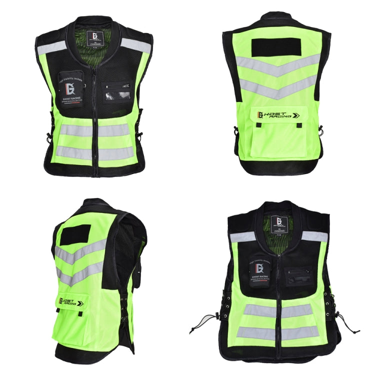GHOST RACING GR-Y06 Motorcycle Riding Vest Safety Reflective Vest, M, L, XL, XXL, XXXL