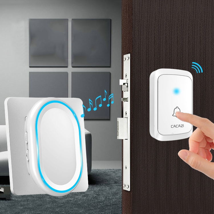 CACAZI A80 1 For 1 Wireless Music Doorbell without Battery, Plug:US Plug(Black)