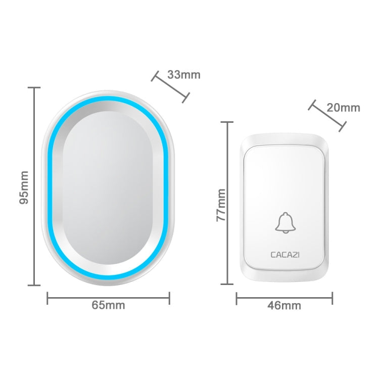 CACAZI A80 1 For 1 Wireless Music Doorbell without Battery, Plug:EU Plug(Black)